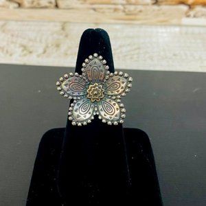 James Avery Flower Sterling Silver 925 Bronze Ring Size 7.5